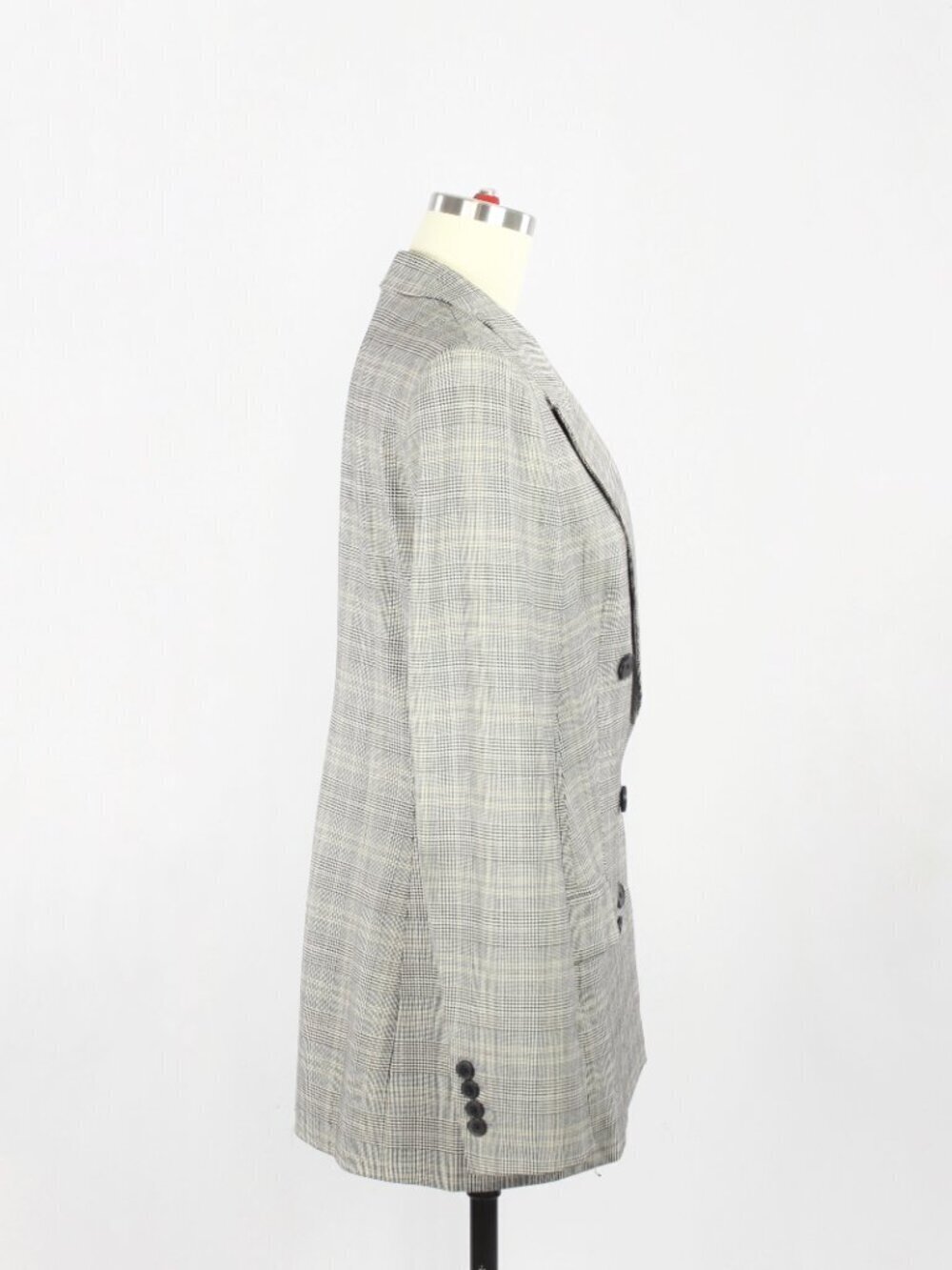 Aritzia BABATON Samuel Grey Glen Check Double Breasted Blazer Jacket, Size 2 - Picture 2 of 13